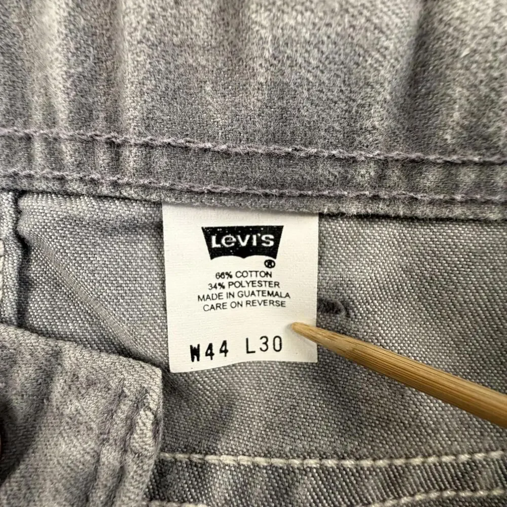 Levis Action Slacks Mens 44x30 Gray Twill Straight Leg Vintage Trousers #1246